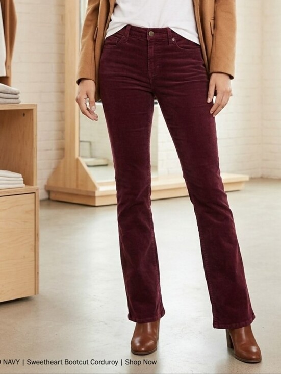 Old Navy Pants - Old Navy Maroon Corduroy Boot Cut Pants 12 LONG